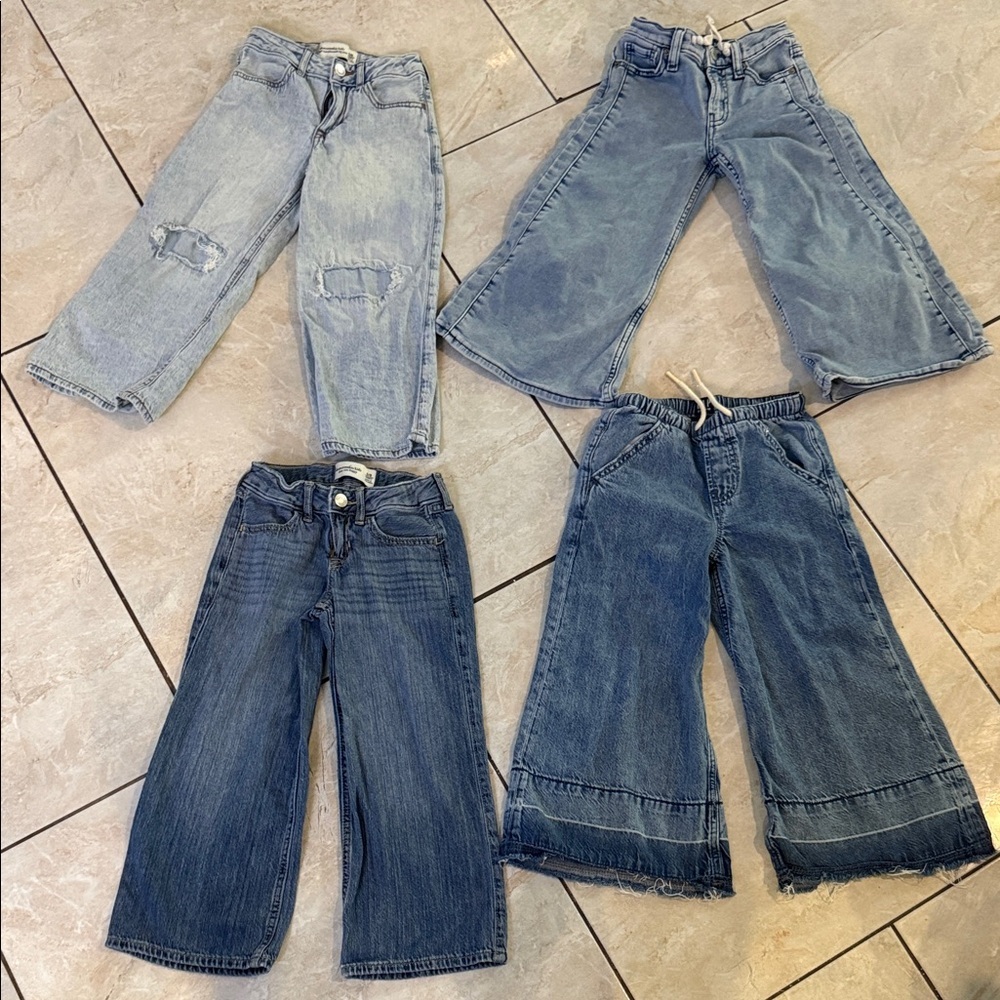 Kids Pack of 4 Wide & Relaxed Blue Denim Jeans